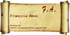 Franczia Ákos névjegykártya